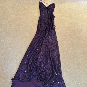 Dark purple prom dress with slit from Amazon size 0